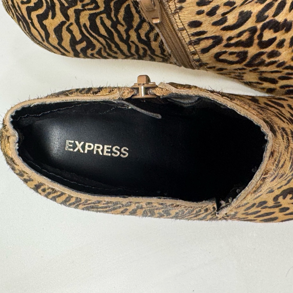 EXPRESS Calf Hair Animal Print Stiletto Ankle Boots 🔥 - Picture 9 of 16